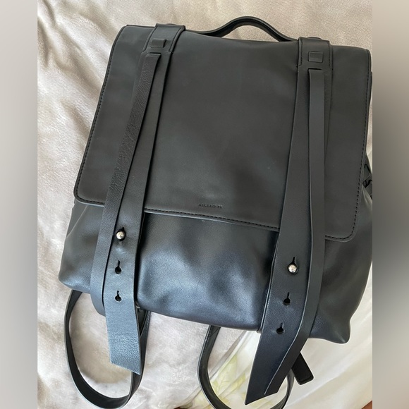 Allsaints Fin Leather Backpack (and Crossbody) Black - Picture 2 of 3